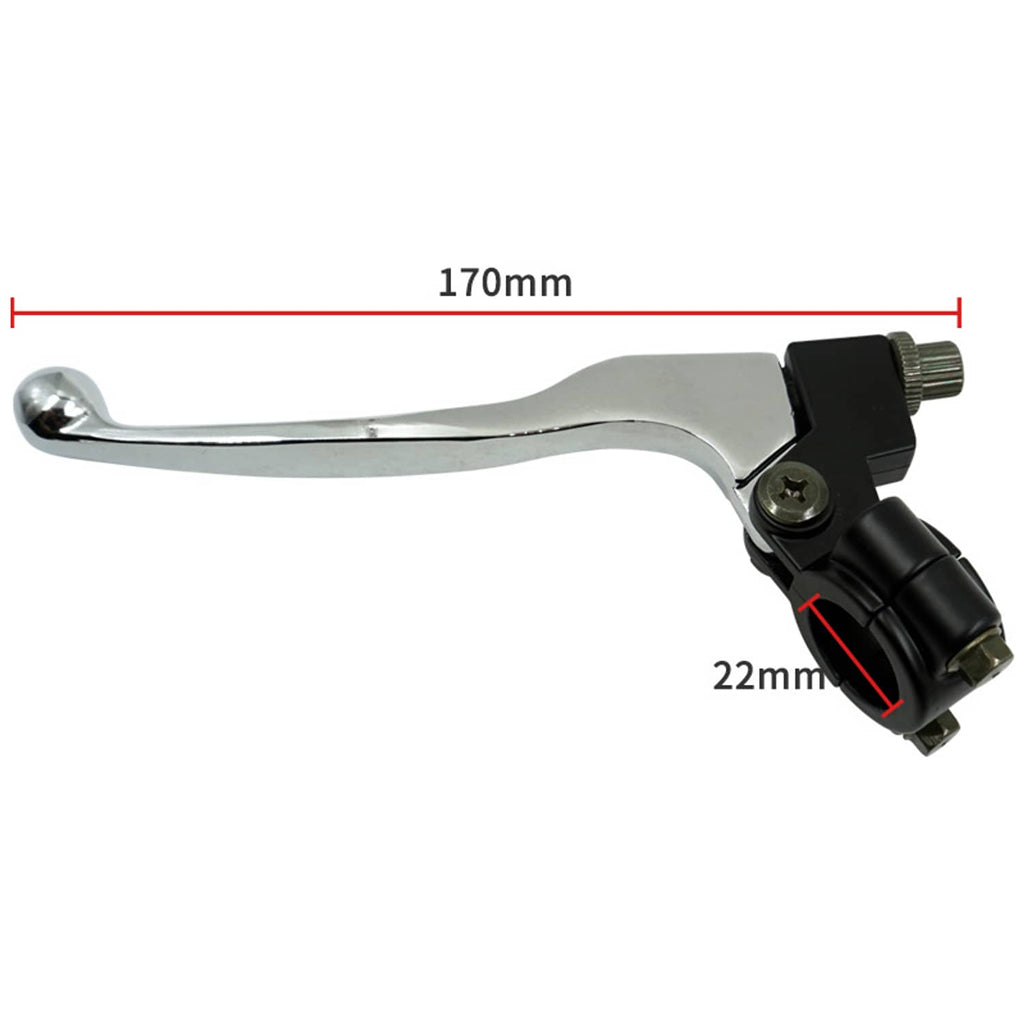 Left clutch brake lever perch, chrome lever 170mm long, black 22mm perch