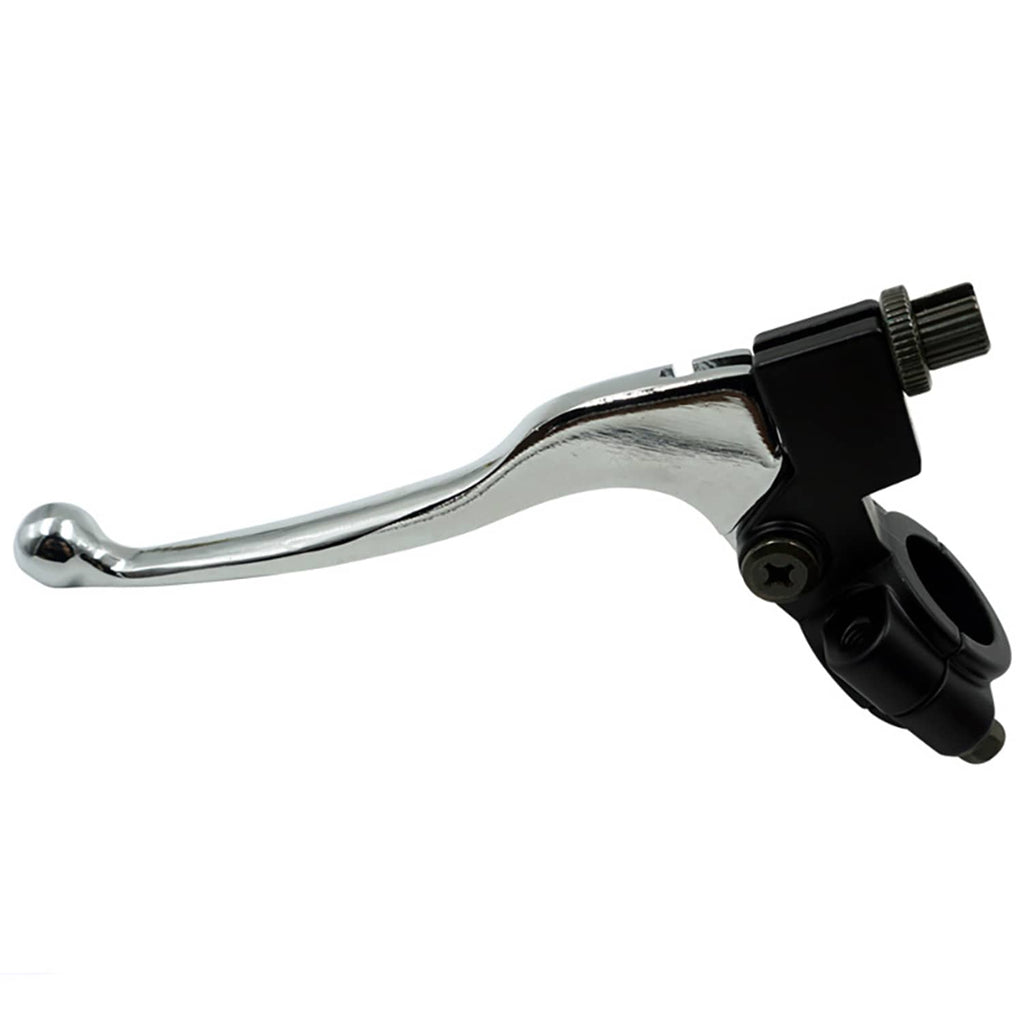 Left clutch brake lever perch, chrome lever with black 22mm perch housing