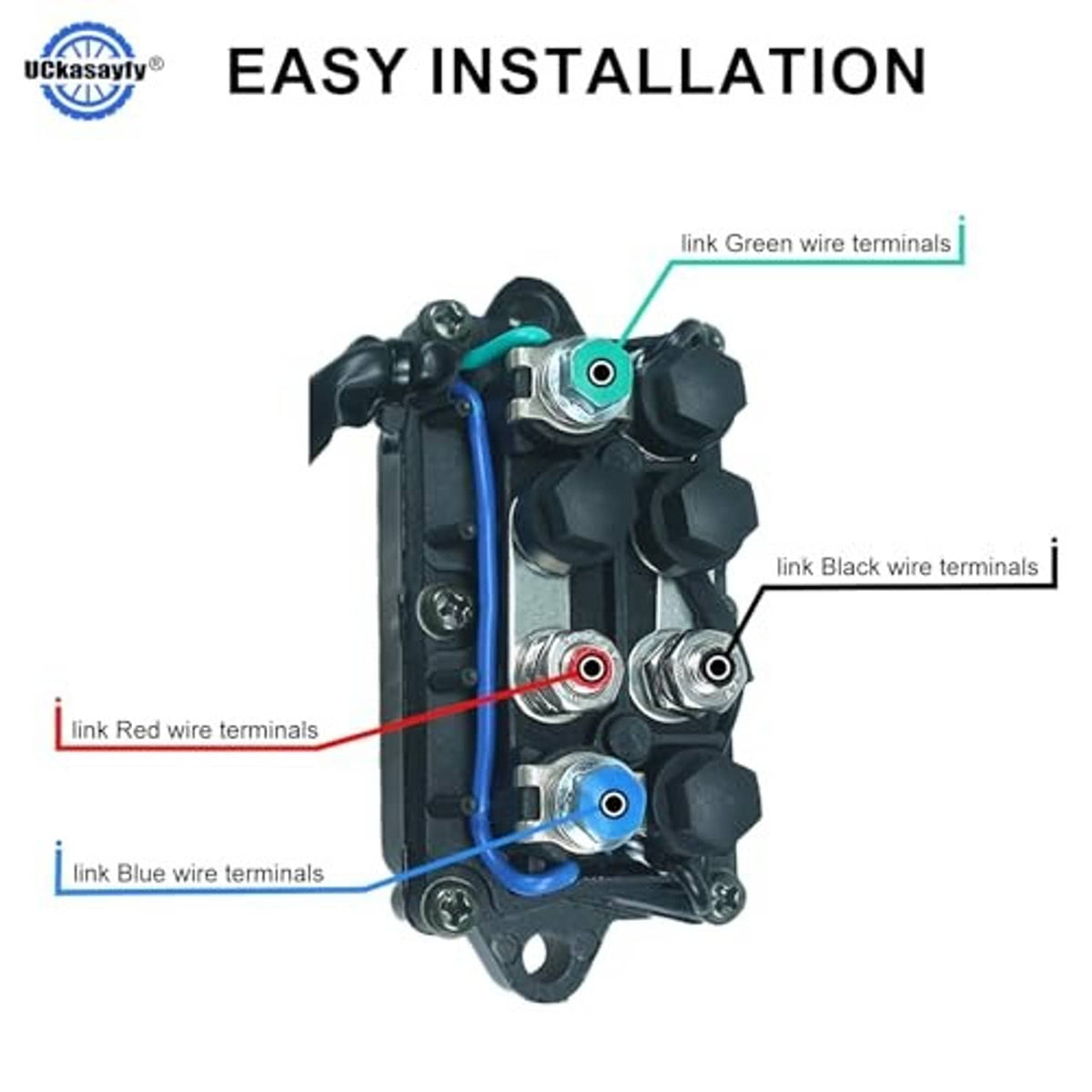 Outboard trim relay installation guide showing colored wire terminals and connector layout