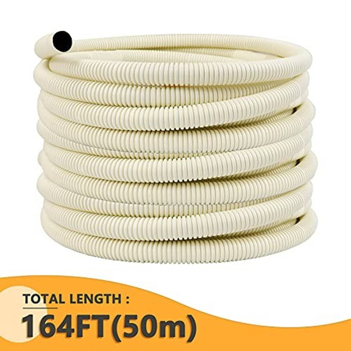 Cream mini split drain hose coil, total length 164 ft (50 m) on package