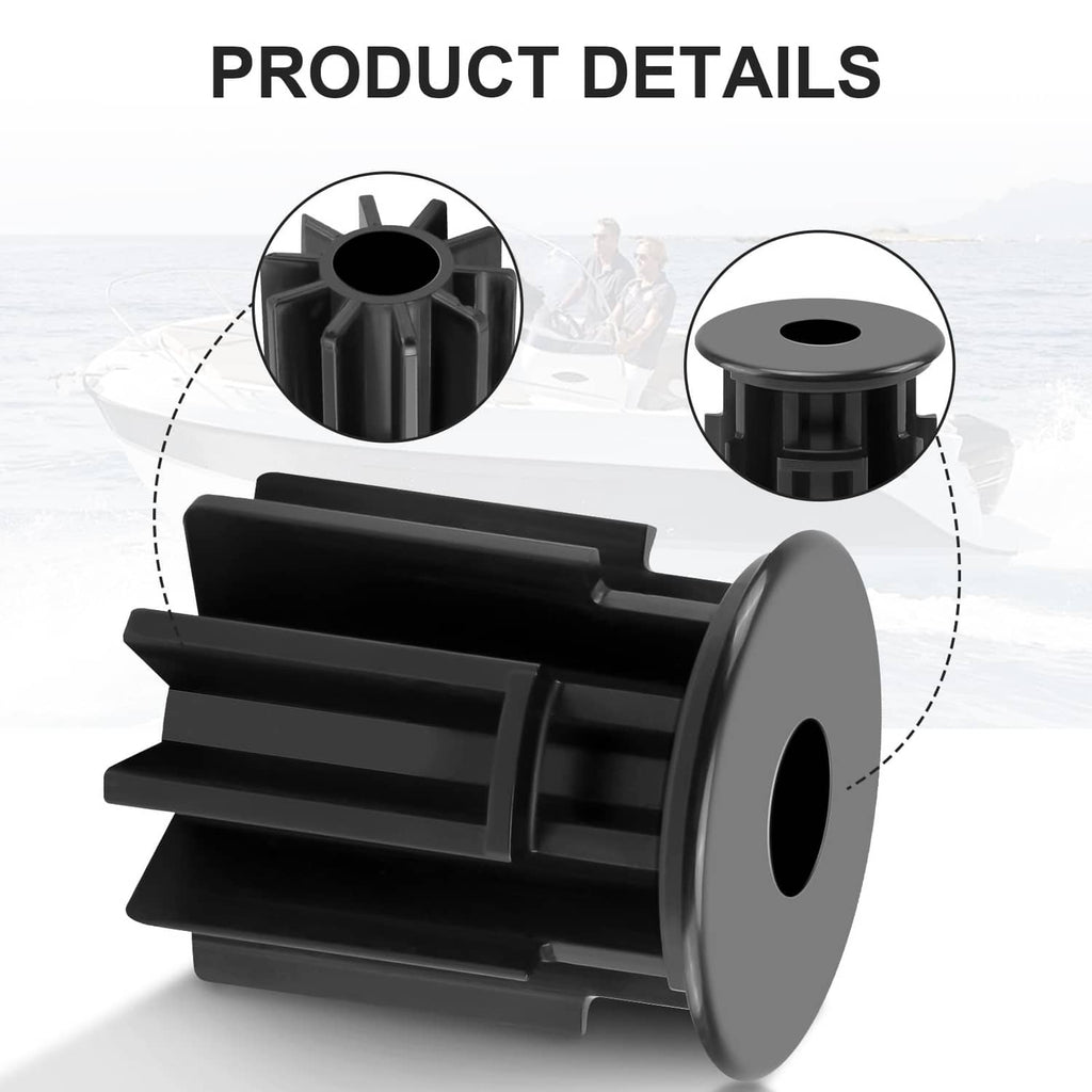 Black rod bushing adapter with side tabs and circular opening, front view