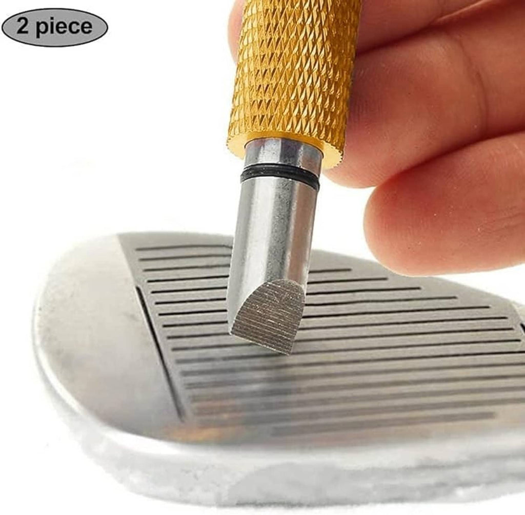 Two-piece golf groove sharpener with textured sleeve and diamond metal sharpening tip