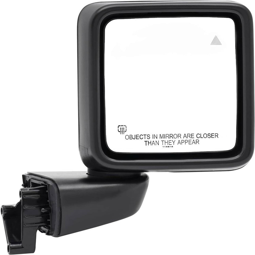 Black rear-view mirror with blind-spot indicator icon and underside mounting bracket