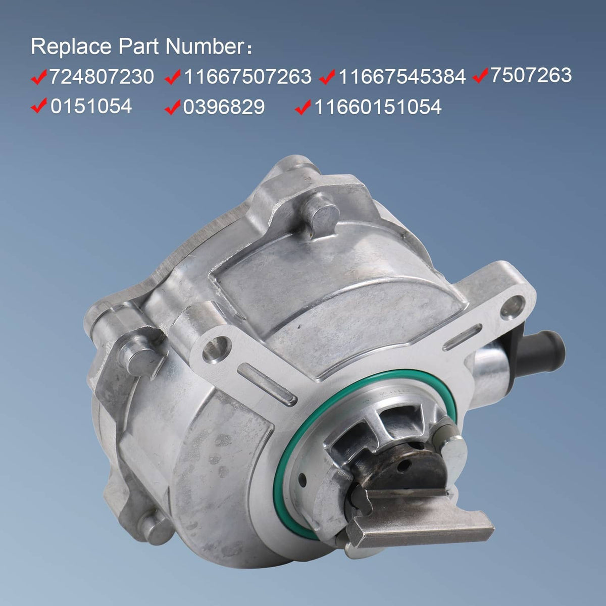 Brake vacuum pump with green seal and side vacuum outlet