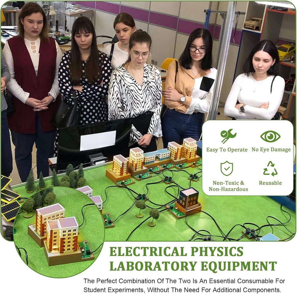 E10 mini bulb and socket set on classroom circuit board with wiring and block structures