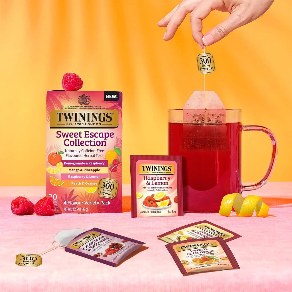 Twinings Sweet Escape Collection herbal tea variety pack with mug and tea bags
