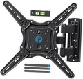 Full-motion TV wall mount bracket, black, four-arm swivel and tilt plates