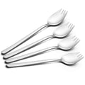 Shiny stainless steel sporks, spoon end with fork tines, 4-pack set