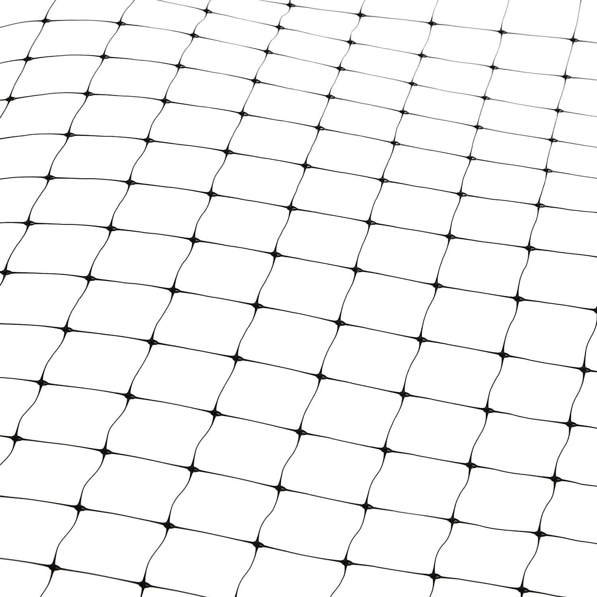 Close-up of white grid mesh deer netting with square net pattern