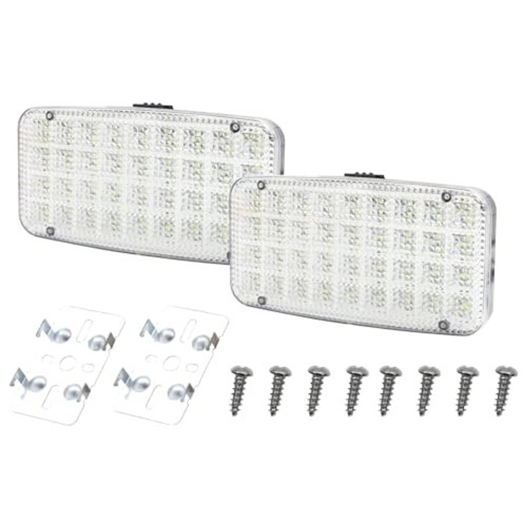 Two-pack rectangular LED interior reading lights with screws and mounting brackets
