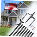 Black in-ground flagpole with U.S. flag and included spike hardware set