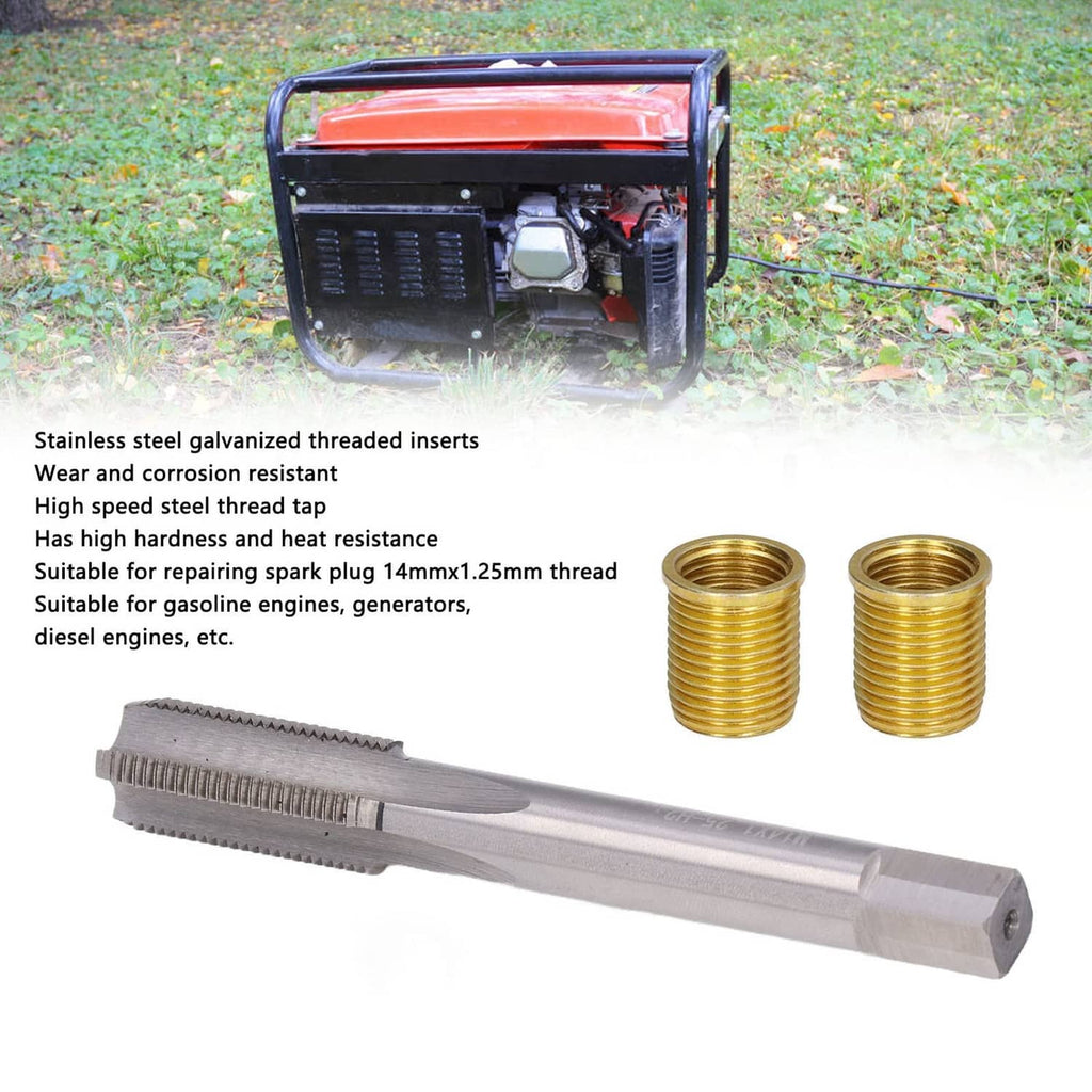 Helicoil-style threaded inserts and long tap tool, gold coils with silver steel