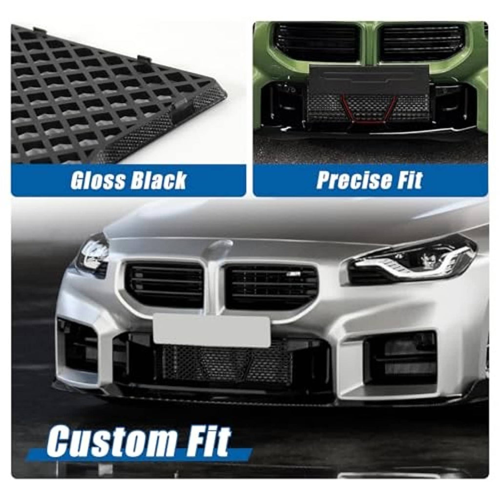 Black mesh front bumper grille inserts shown on a vehicle grille opening