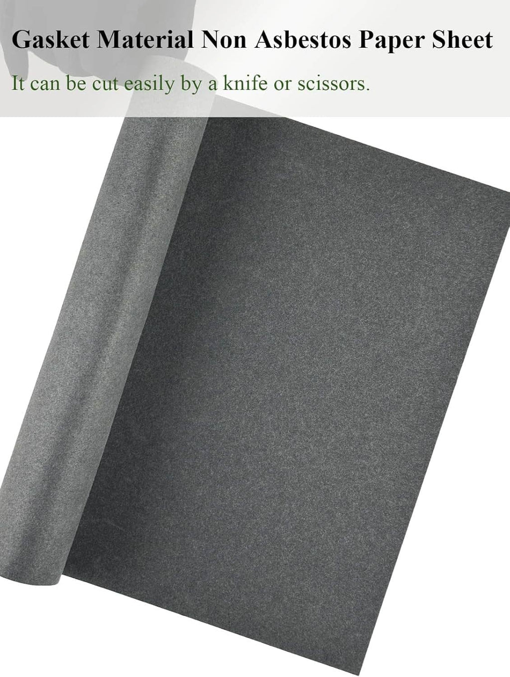 Dark gray gasket paper sheet stack, angled to show smooth matte texture