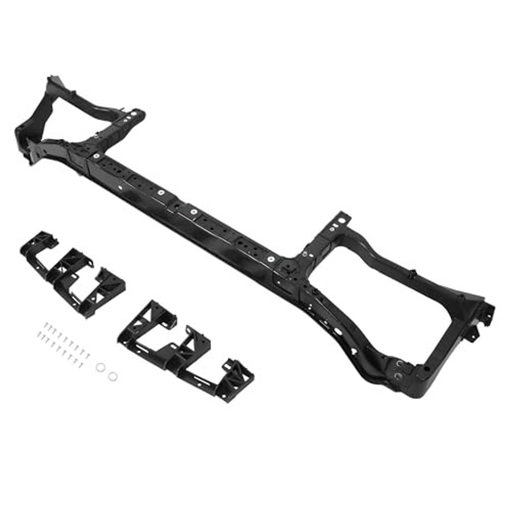 Upper radiator core support assembly with side brackets and mounting hardware