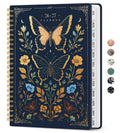 26-27 planner cover with gold and blue butterfly illustrations on dark background