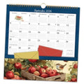 Blue 2026–2027 wall calendar with pocket, red envelope cover and illustrated fruit scene