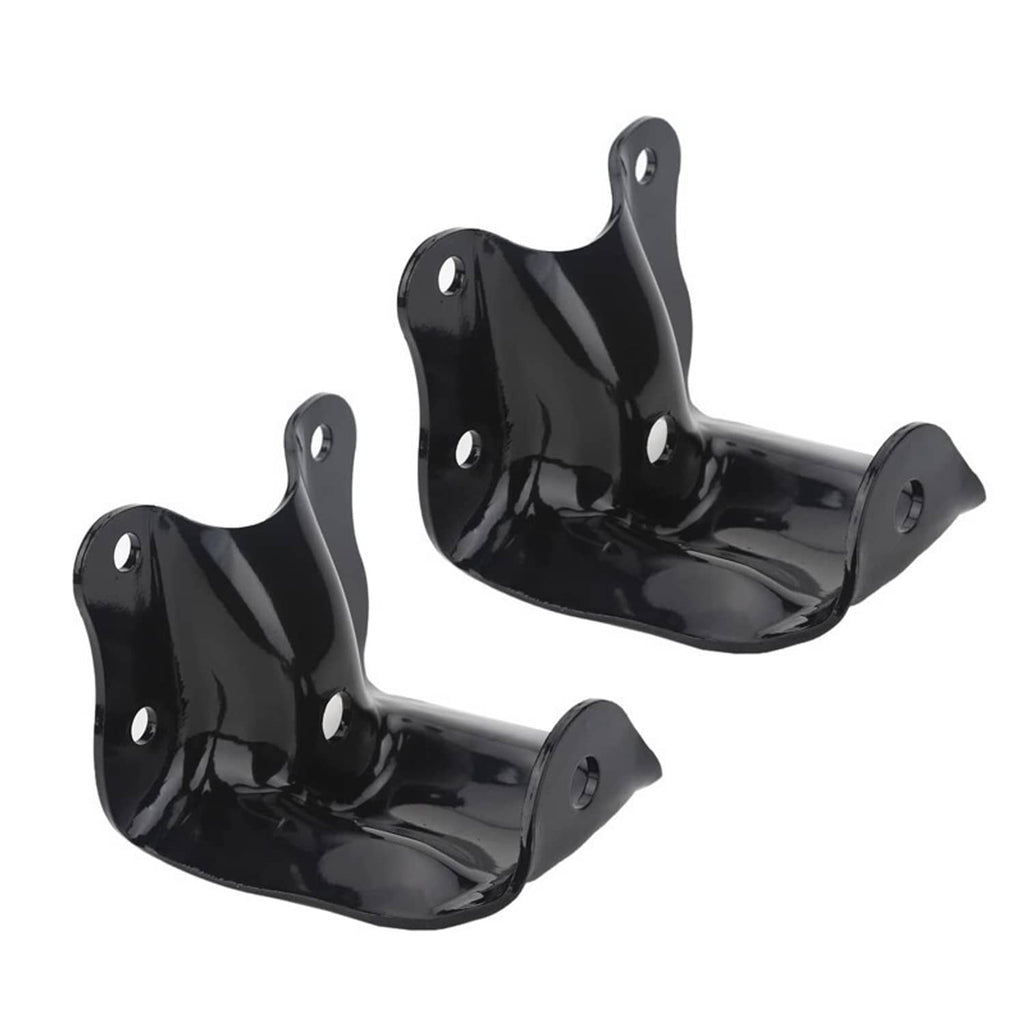 Pair of black leaf spring shackle brackets with mounting holes
