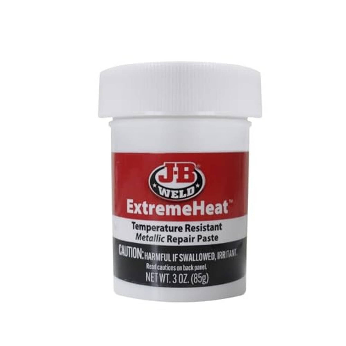 J-B Weld ExtremeHeat temperature-resistant metallic repair paste jar, 3 oz
