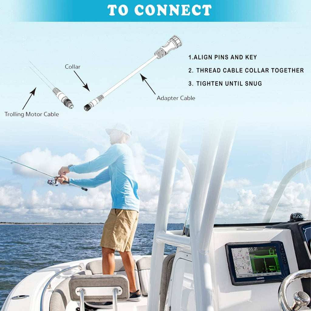 Sonar adapter cable with threaded collar and inline adapter connectors