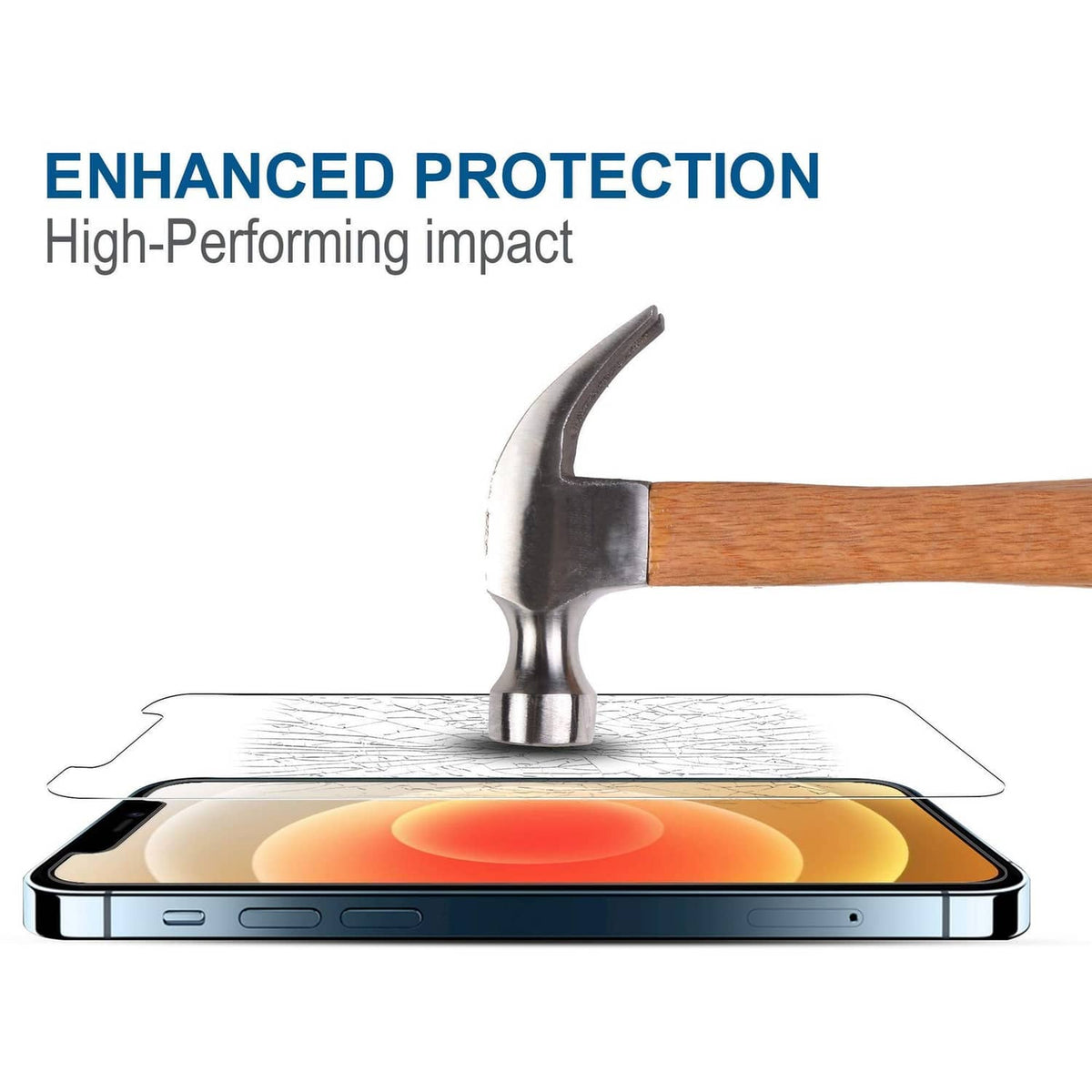 Tempered glass screen protector with enhanced impact protection for phone screen