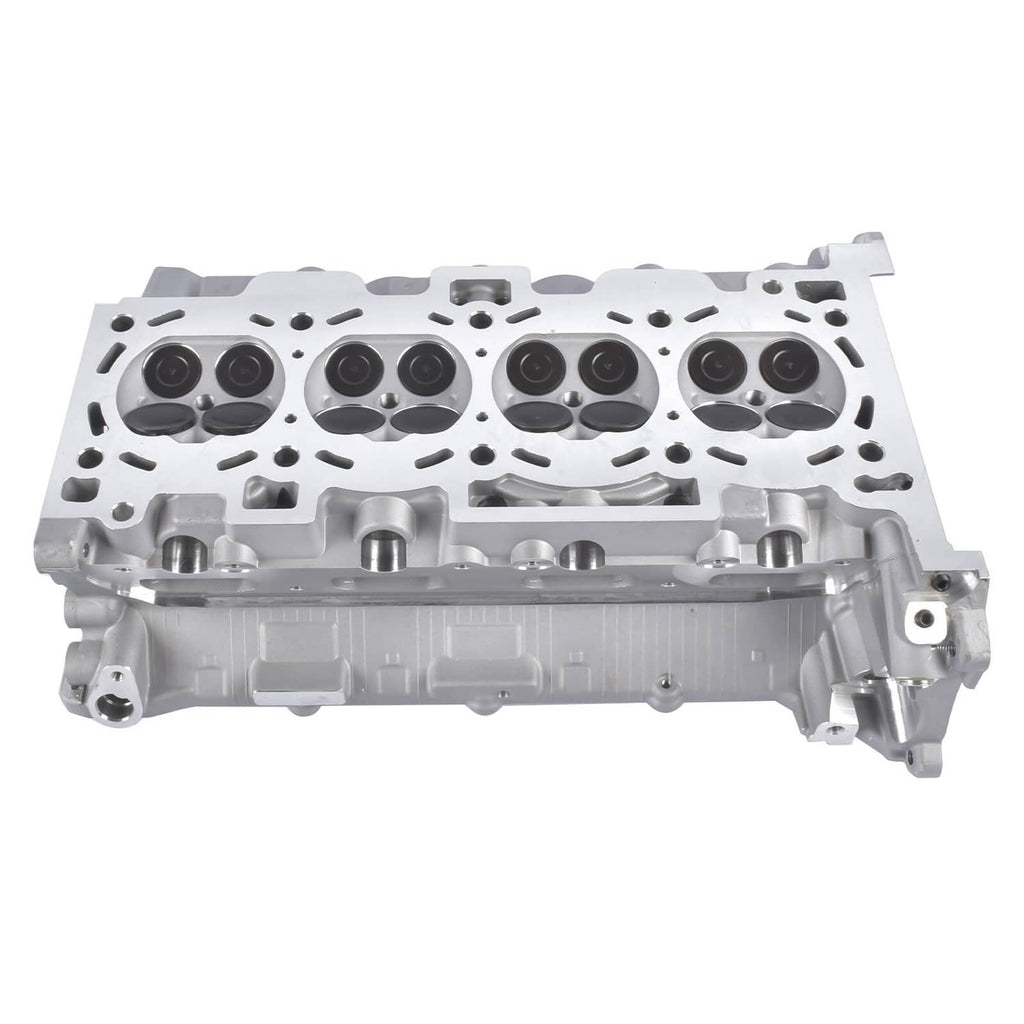 Cylinder head top cover showing valve chambers and circular camshaft journal areas.