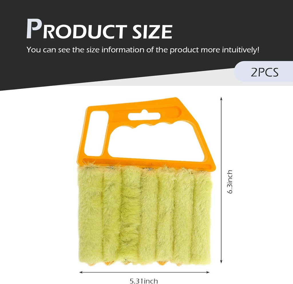 Orange-framed microfiber duster brush with lime green plush cloth head