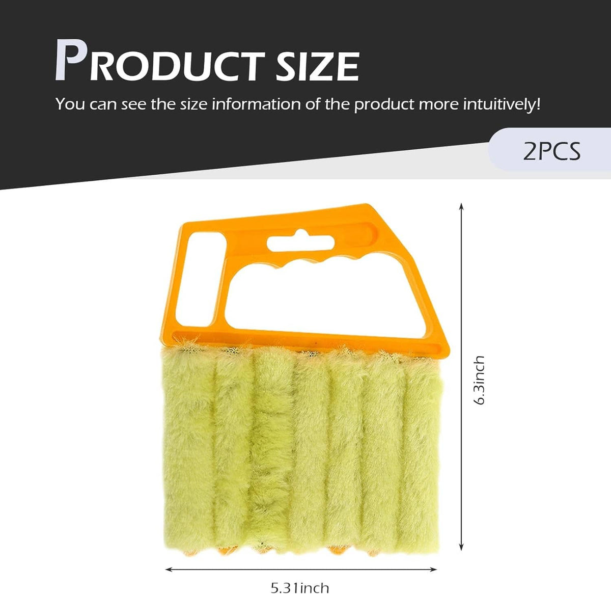 Orange-framed microfiber duster brush with lime green plush cloth head
