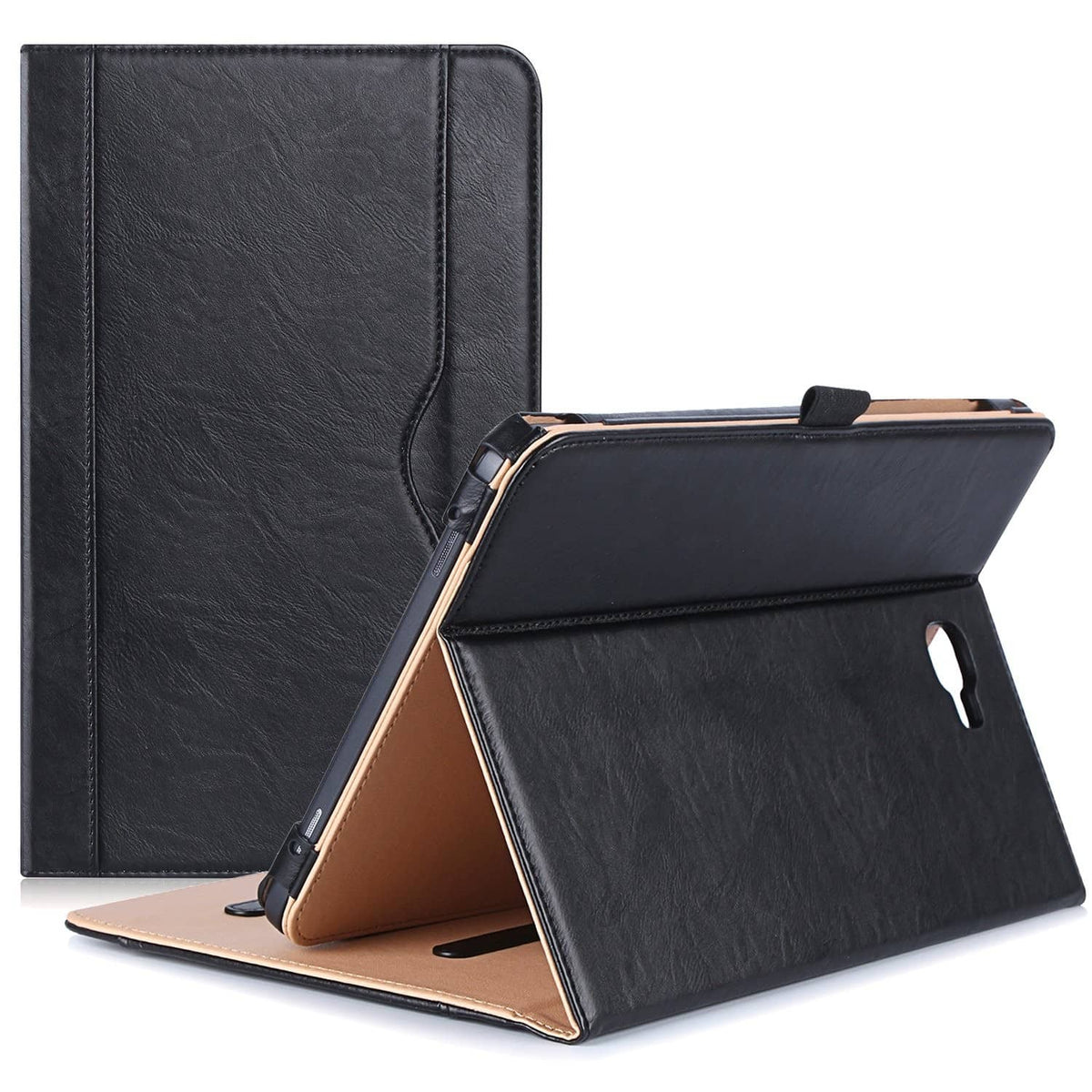 Procase leather folio case for Galaxy Tab A 10.1 2016, black with tan interior stand