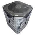 Outdoor AC condenser cover, breathable dark fabric, vented top and secure elastic fit