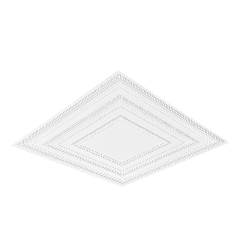 White PVC ceiling tile with geometric square peg pattern, 24x24 in