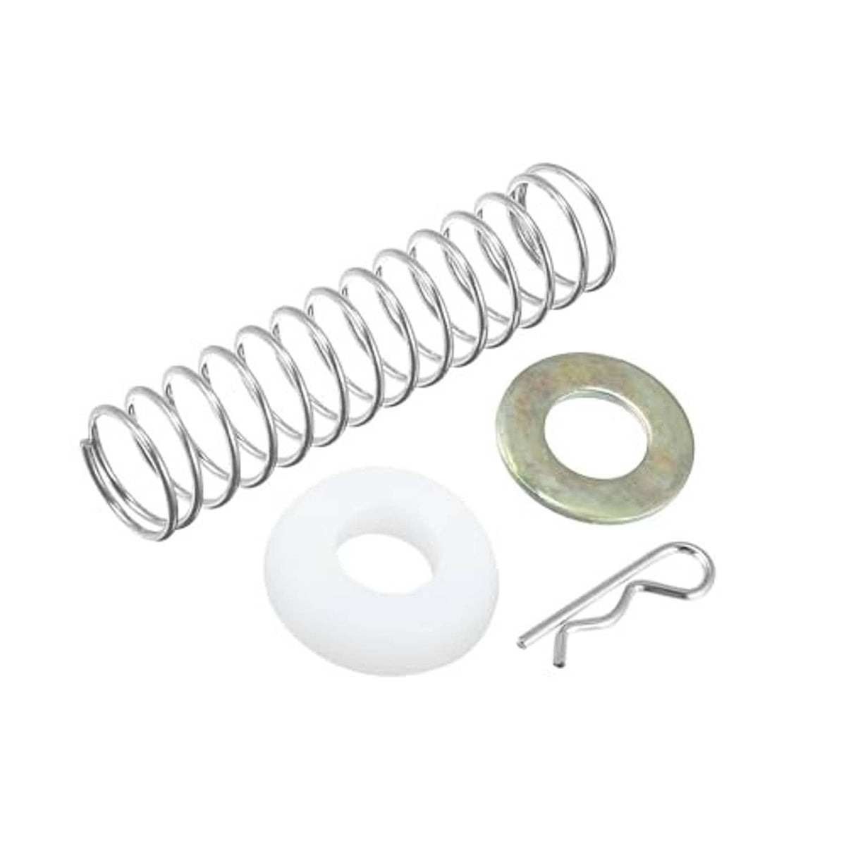 Transmission shifter linkage repair kit components with coil spring, bushing, washer, retaining pin