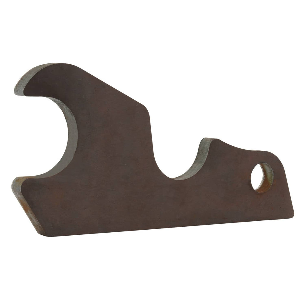 Bucket ears steel bracket with one circular pin hole and curved top cutout
