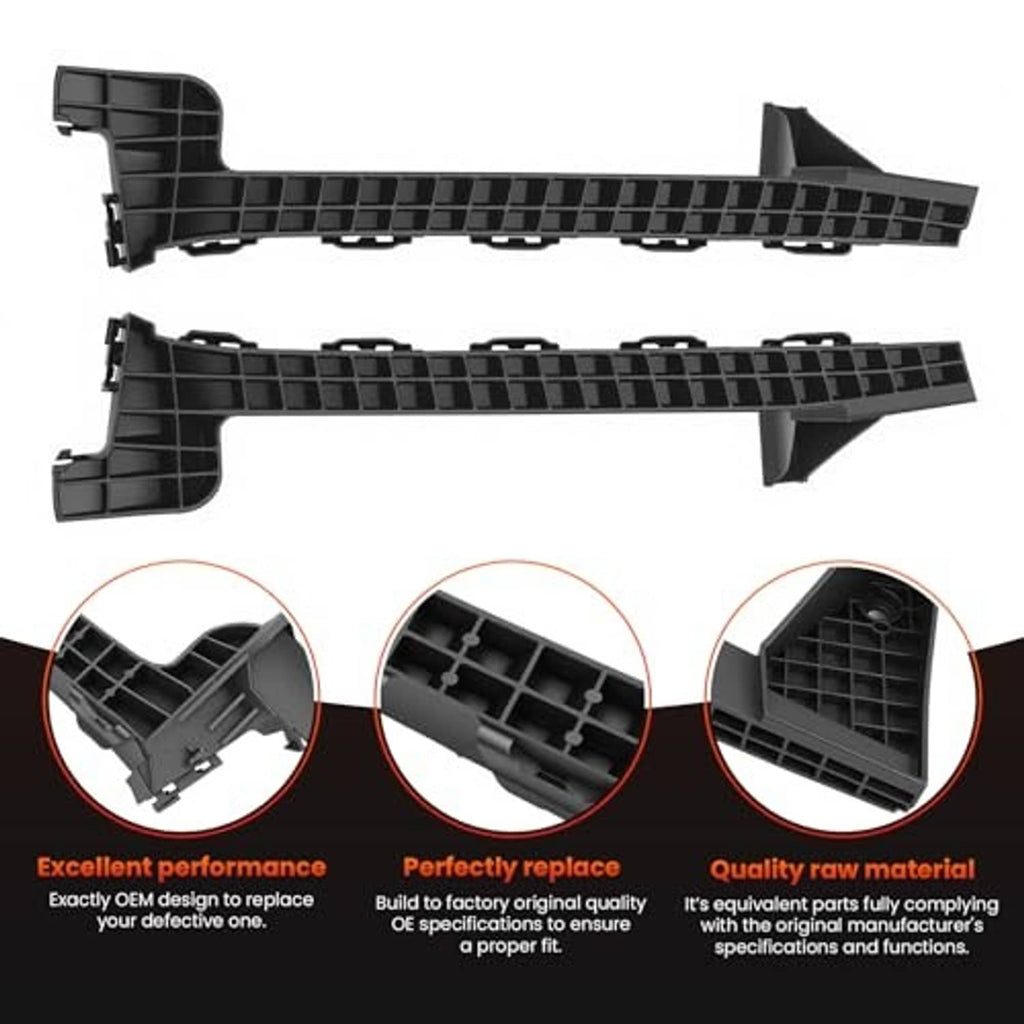 Black plastic headlight under bracket support set with molded grid channels