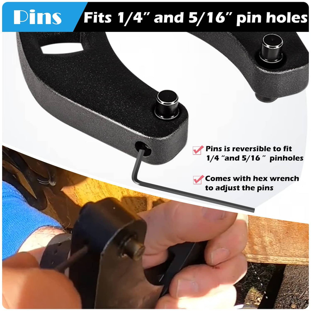 Black adjustable gland nut wrench with reversible pins and hex adjustment wrench