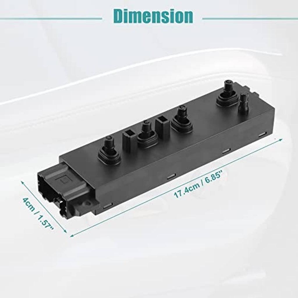 6-way power seat switch module, dark gray housing with four raised knobs