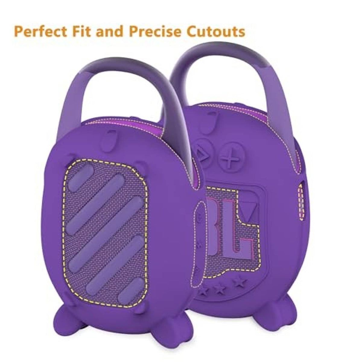 Purple zip carrying case with handles and purple silicone speaker cover