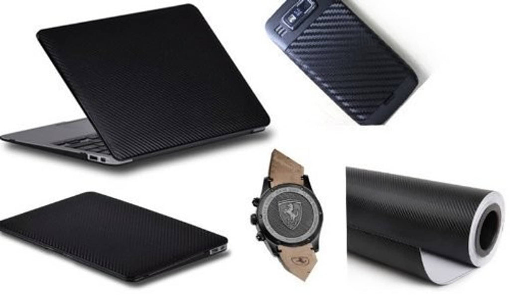 Black carbon fiber film kit with roll and cut sheets for laptop skin application