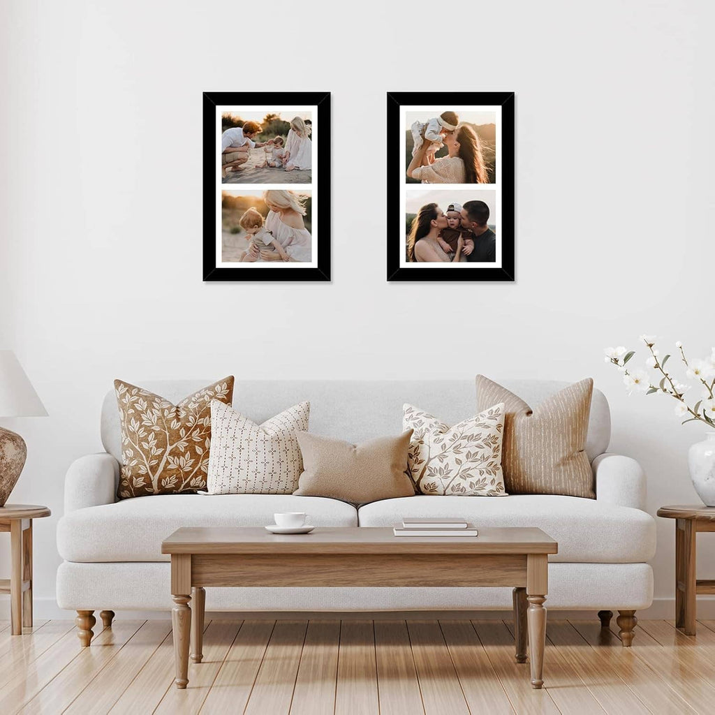 Black double photo frame showing two stacked photo openings