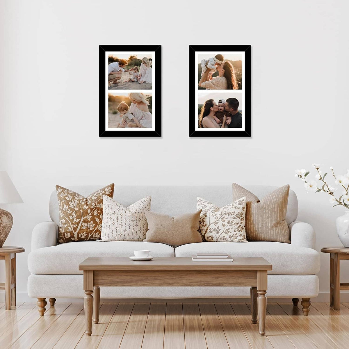 Black double photo frame showing two stacked photo openings