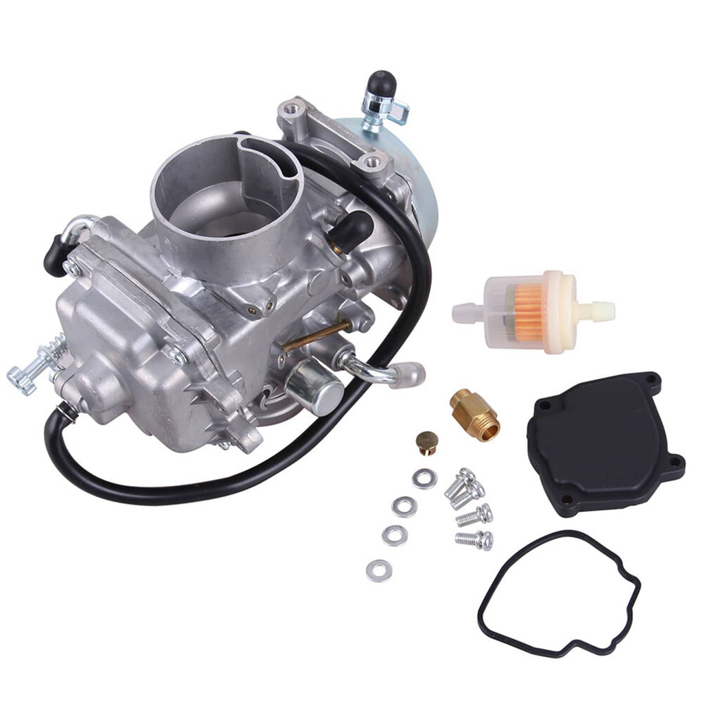 Carburetor and fuel pump kit with metal body, fuel filter, gaskets, and fasteners