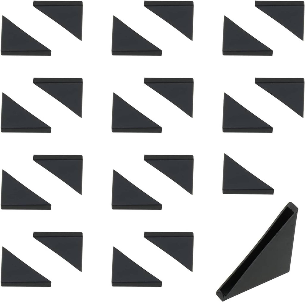 Pack of black triangular glass table corner protectors, 22-piece set