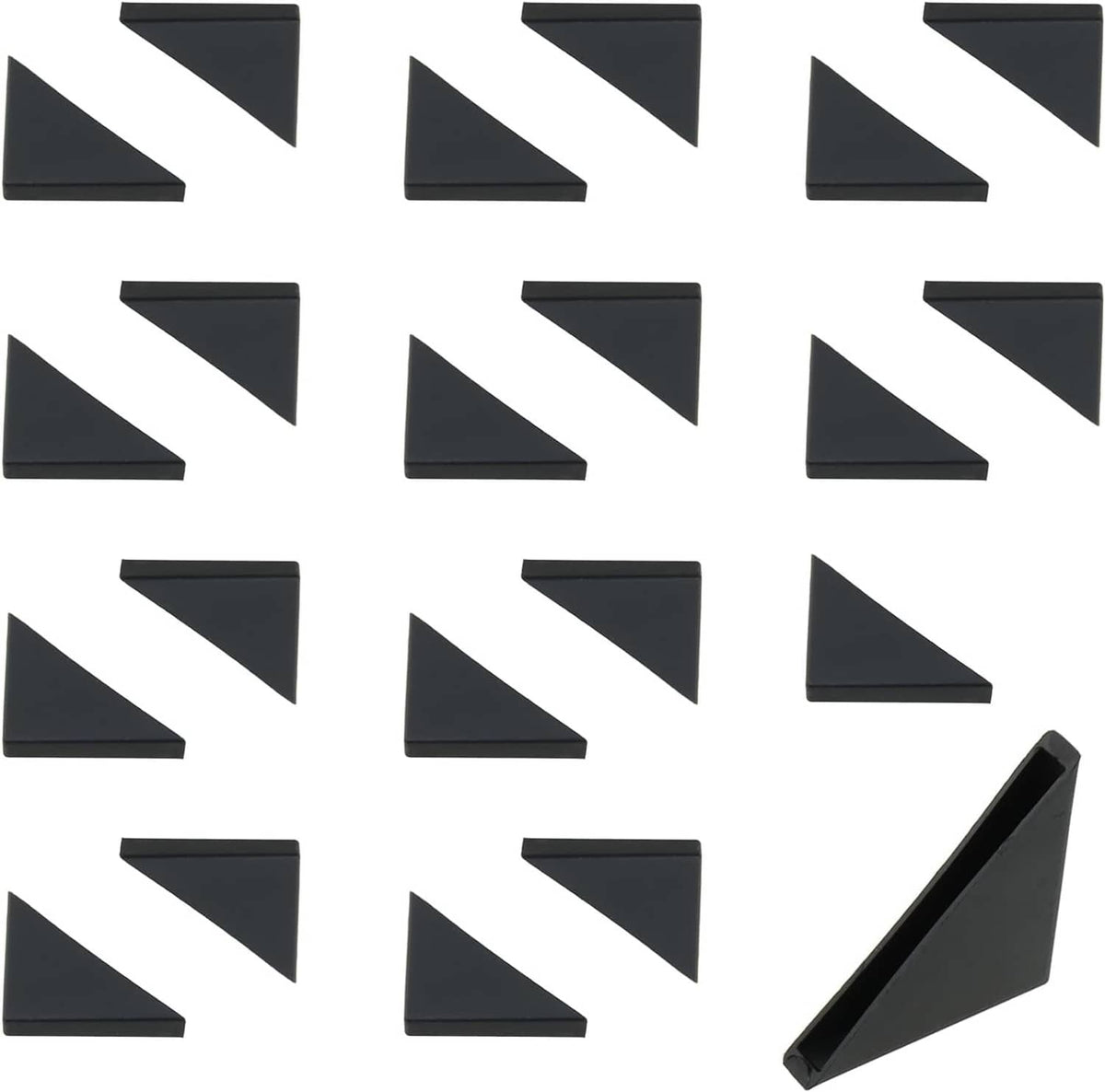 Pack of black triangular glass table corner protectors, 22-piece set