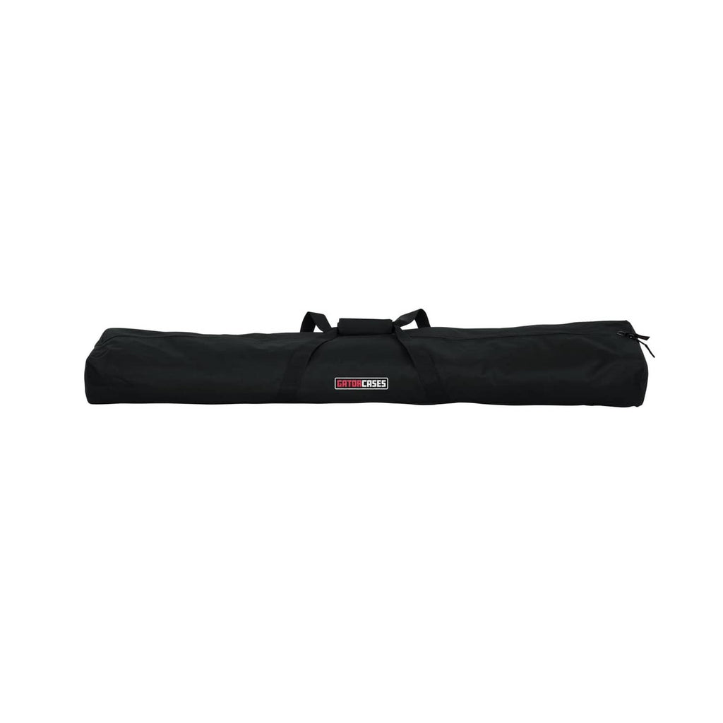 Black cylindrical stand carry bag with center logo and dual end straps