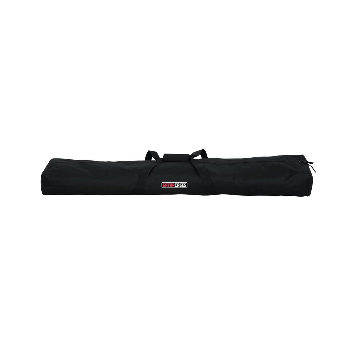 Black cylindrical stand carry bag with center logo and dual end straps