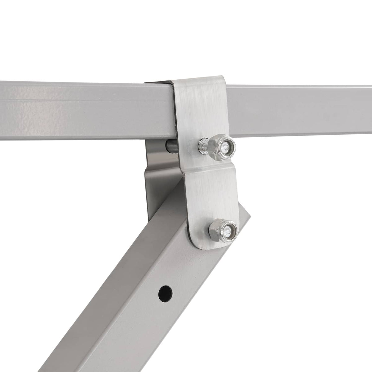 Reinforced metal support bracket with bolts for securing a trailer cross bar