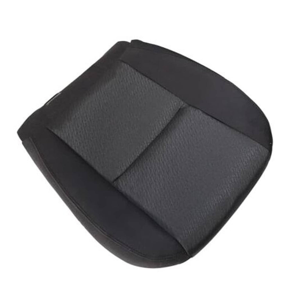 Black cloth driver-side seat bottom cover with textured dark gray center panel