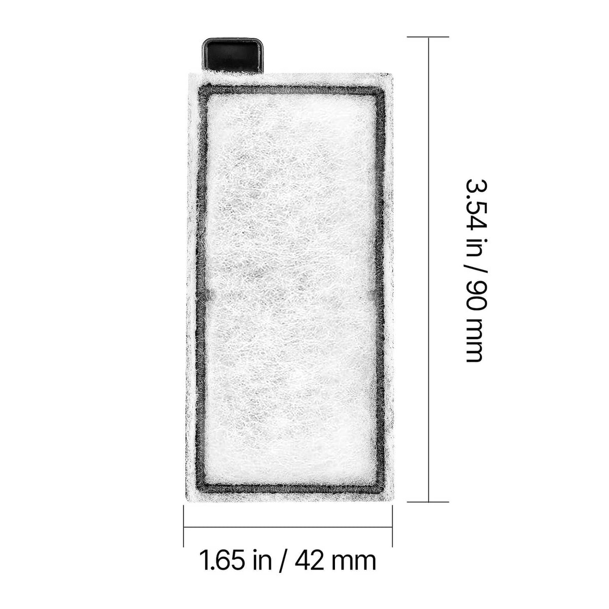 Aquarium filter cotton pad cartridge with black frame, 3.54 x 1.65 in