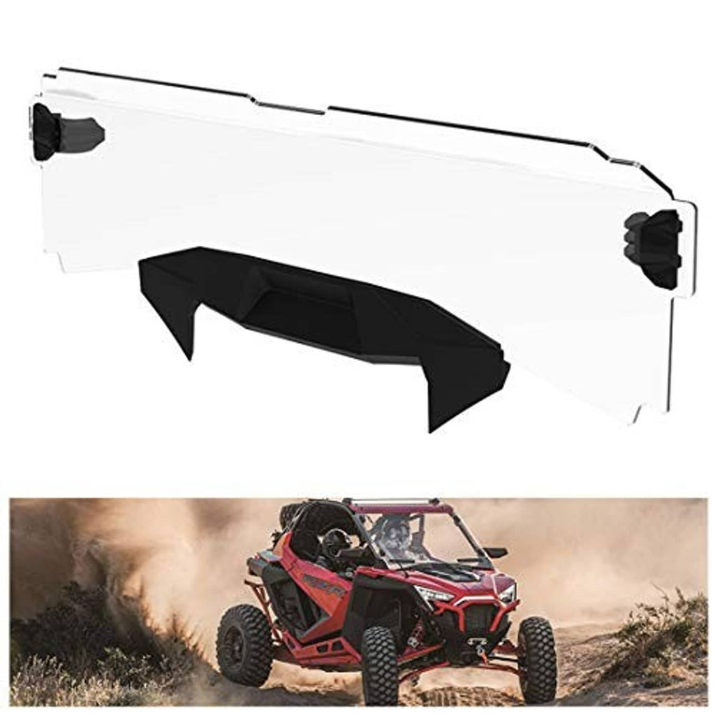 Half windshield with clear poly panel and black vented deflector, two side mounting clamps