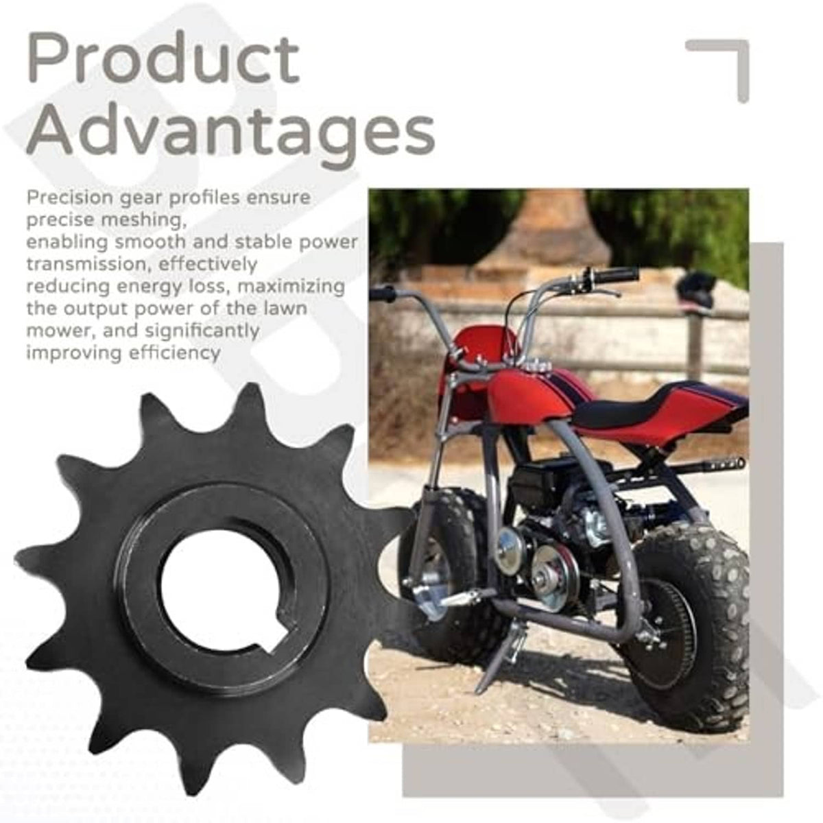Toothed 12-tooth sprocket with circular C-type bore, dark metal gear